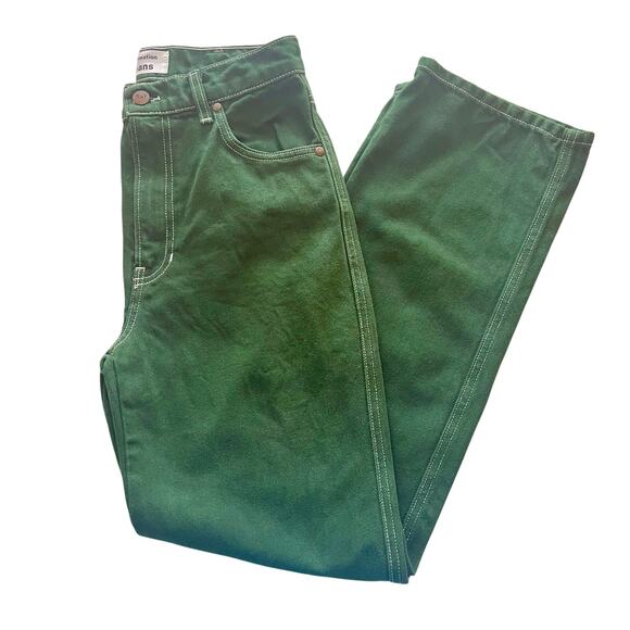 Reformation Cowboy High Rise Straight Leg Jeans Emerald Green Size 26 - Picture 2 of 7
